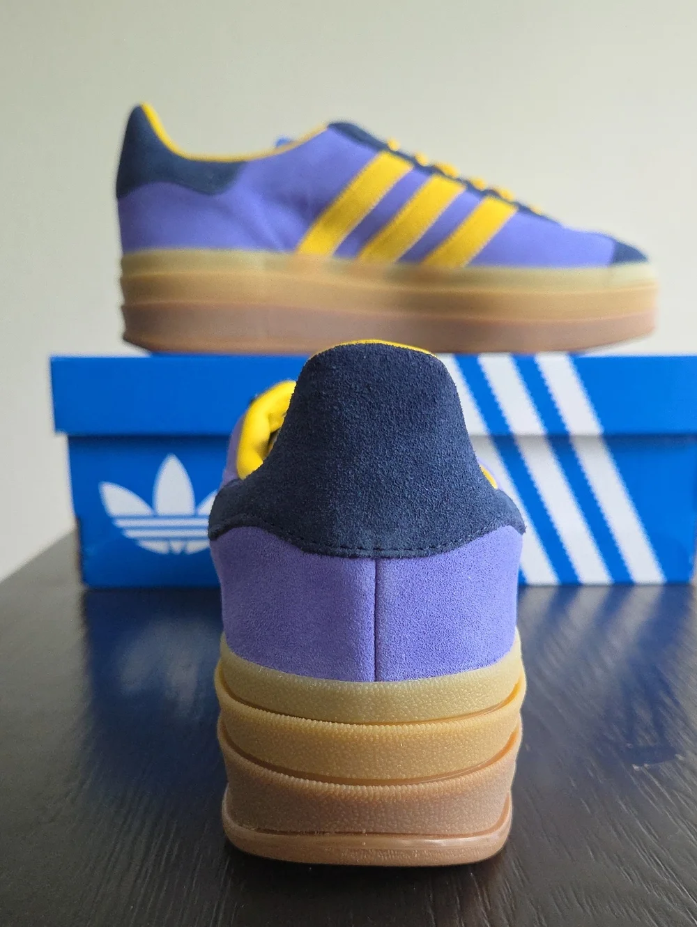 NWT Adidas Women's Gazelle Bold 'Night Indigo - Yellow' Shoes IH4211